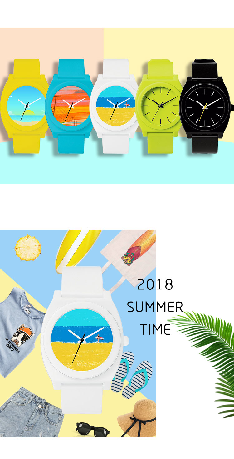 Durable Plastic Back Watches , Fashion Minimalist Student Wrist Watch