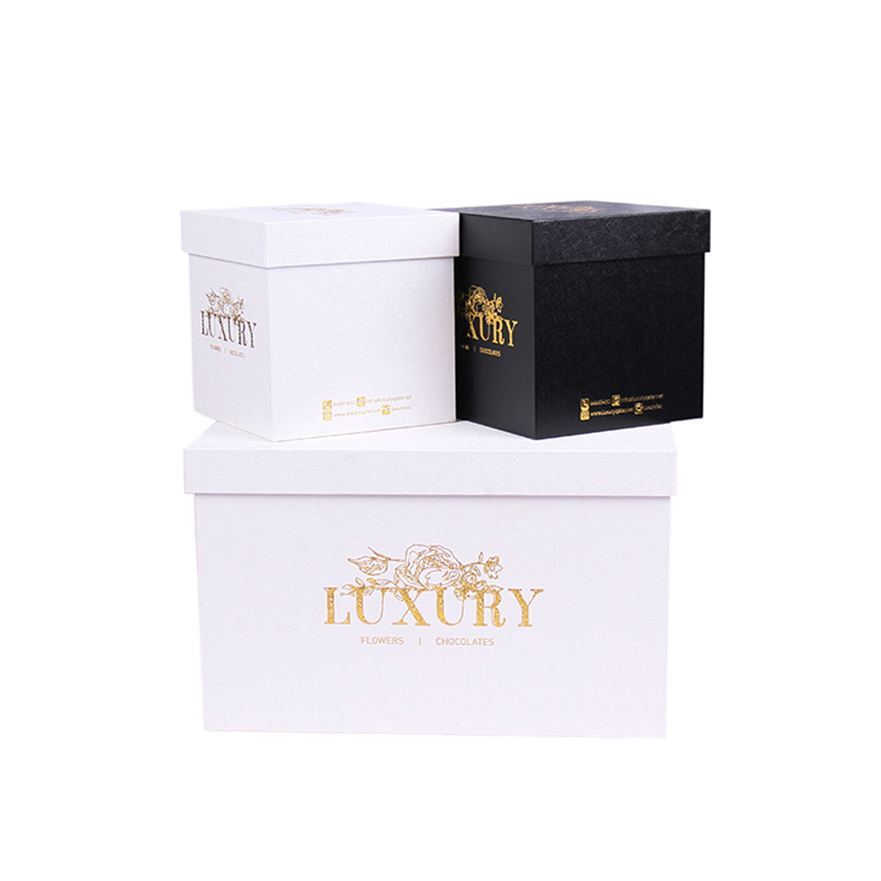 Square Pink Flower Packing Chipboard Gift Boxes With Logo Silver Foiled