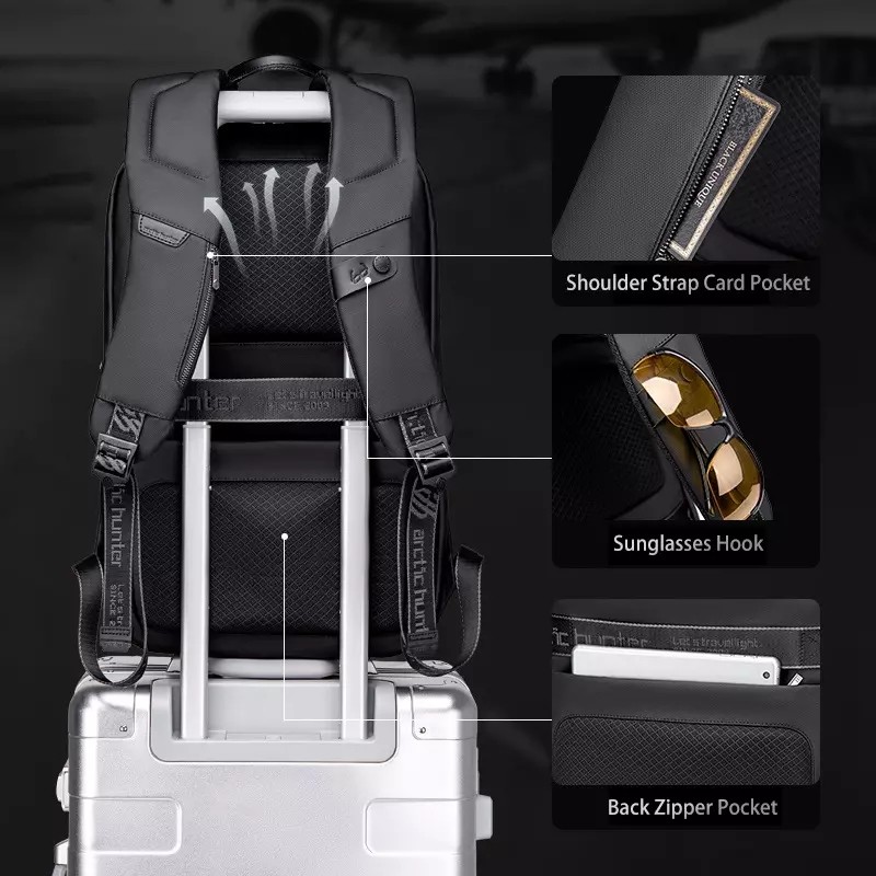 EVA Hard Case Waterproof Business Backpack With Usb Charging Port Polyester