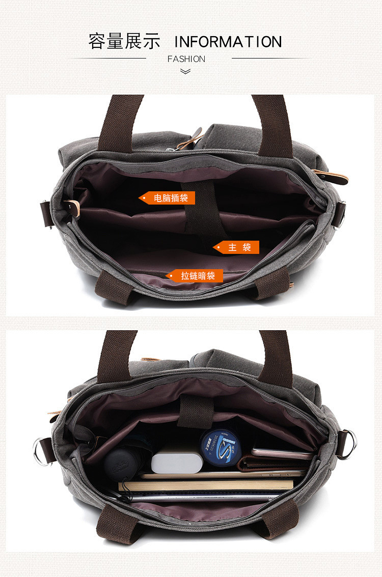 Washable Mens Canvas Briefcase Laptop Bag For 11.6 / 14 Inch Notebook Computer