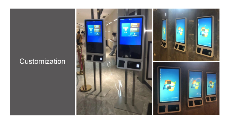 Self-service Kiosk 32 inch Wall Mount Touch Screen with 80mm Printer QR Barcode Scanner