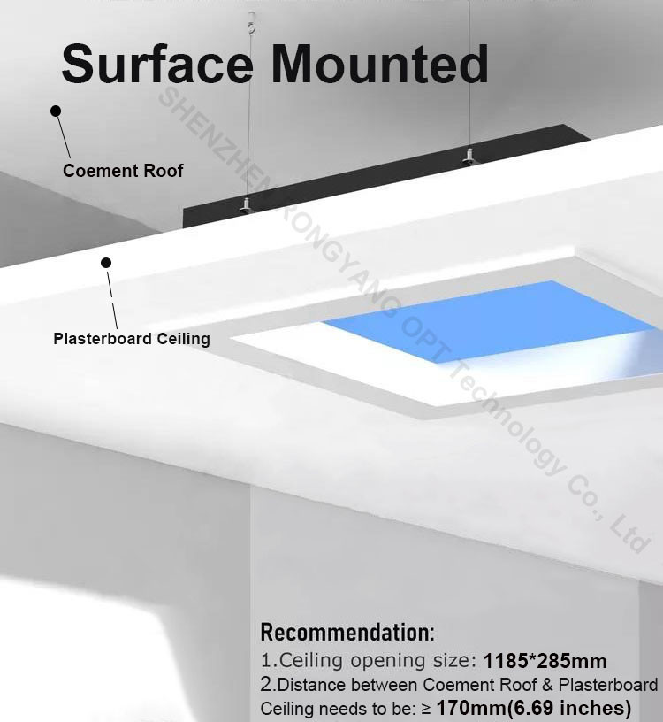 Vertical 110VAC LED Fake Skylight Durable 4000lm Surface Mounted
