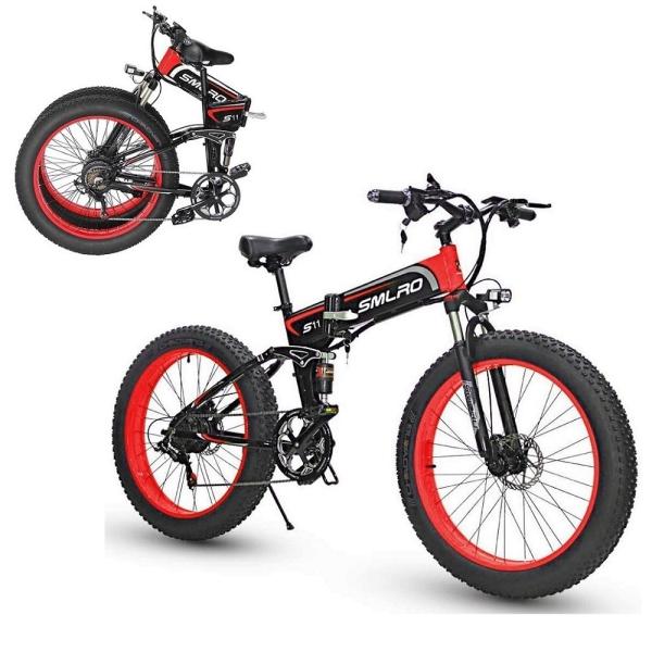 1000W 13AH E-Bike Lithium Battery SMLRO S11 26x4.0 inch Fat Tire Folding E-Bike