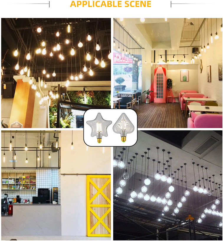 Five Pointed Star Edison LED Filament Bulb AC 220V 240V 3000K 800lm