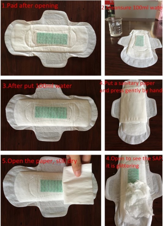 Odor Control Biodegradable Organic Sanitary Pads With Wing