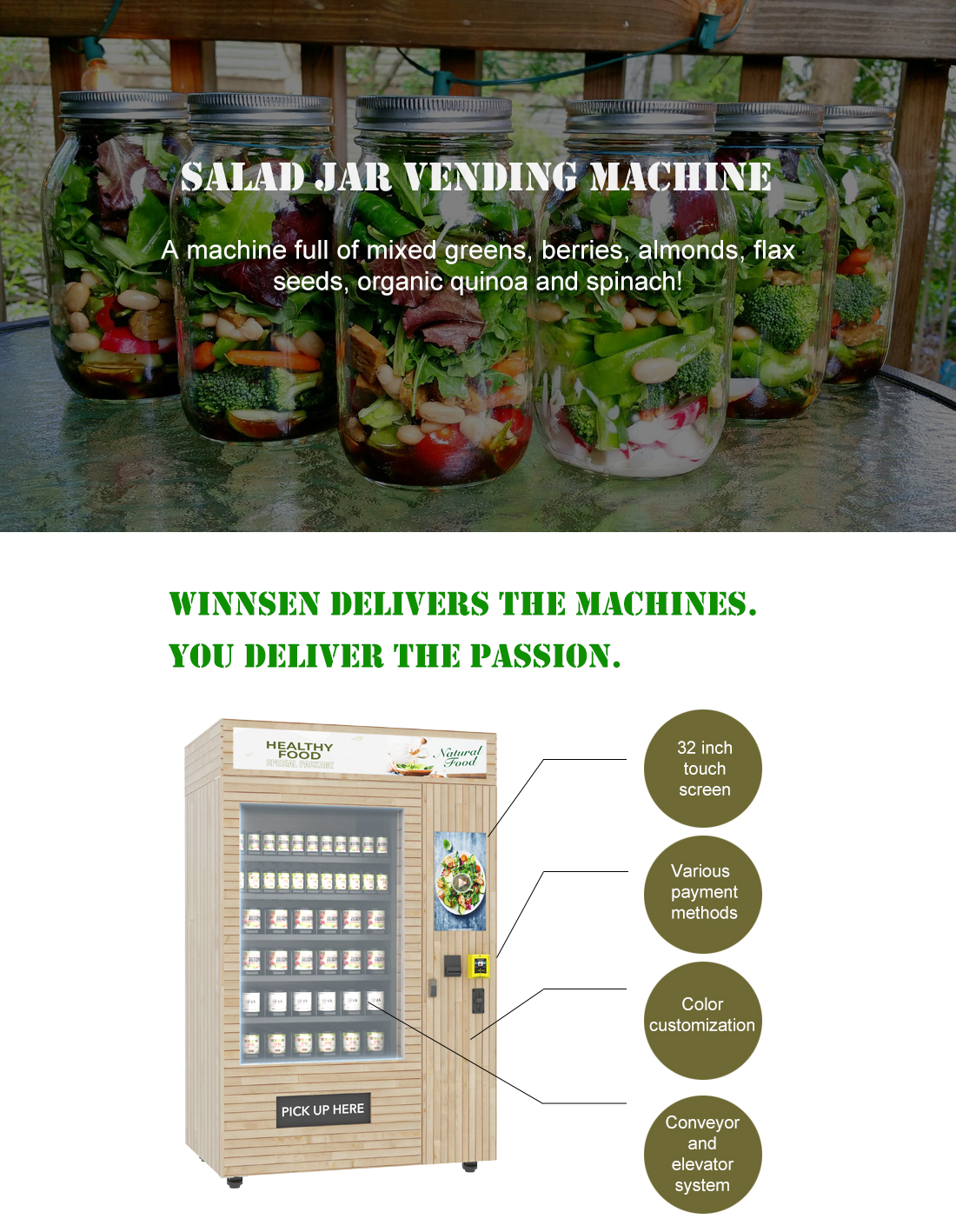 Full Automatic Combination Salad Vending Machine 22 Inch