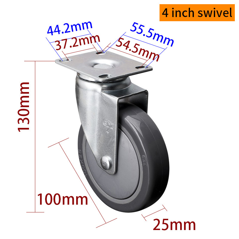 Light Duty Swivel Casters 100mm 4 Inch Casters With Brake