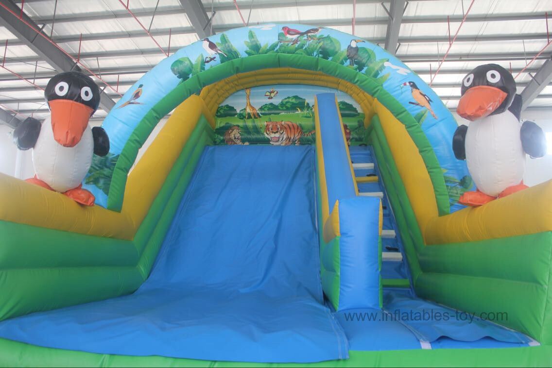 Animal Theme Commercial Inflatable Slide For Backyard , Slide Inflatable For Kids