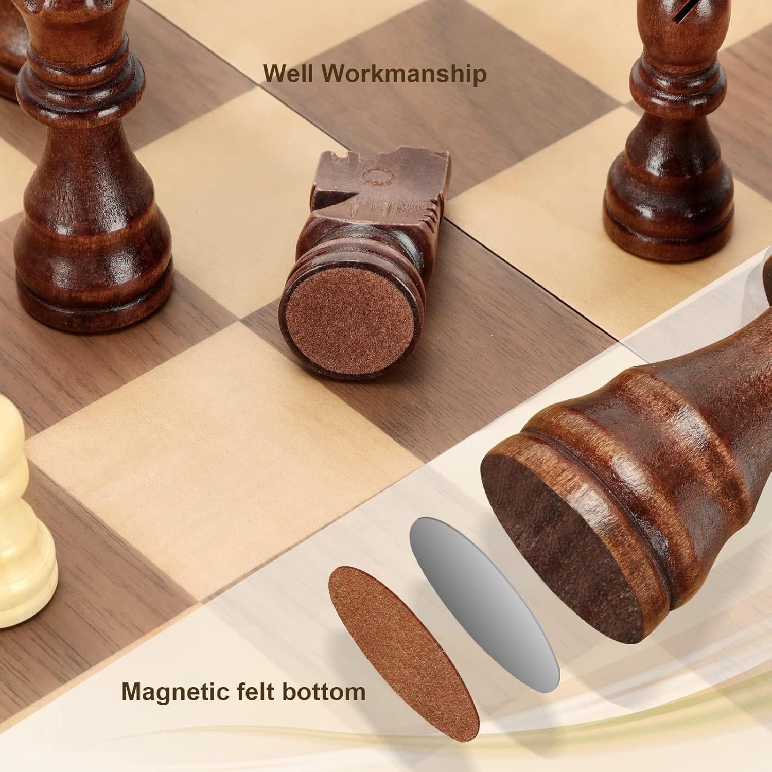 Foldable wooden chess set