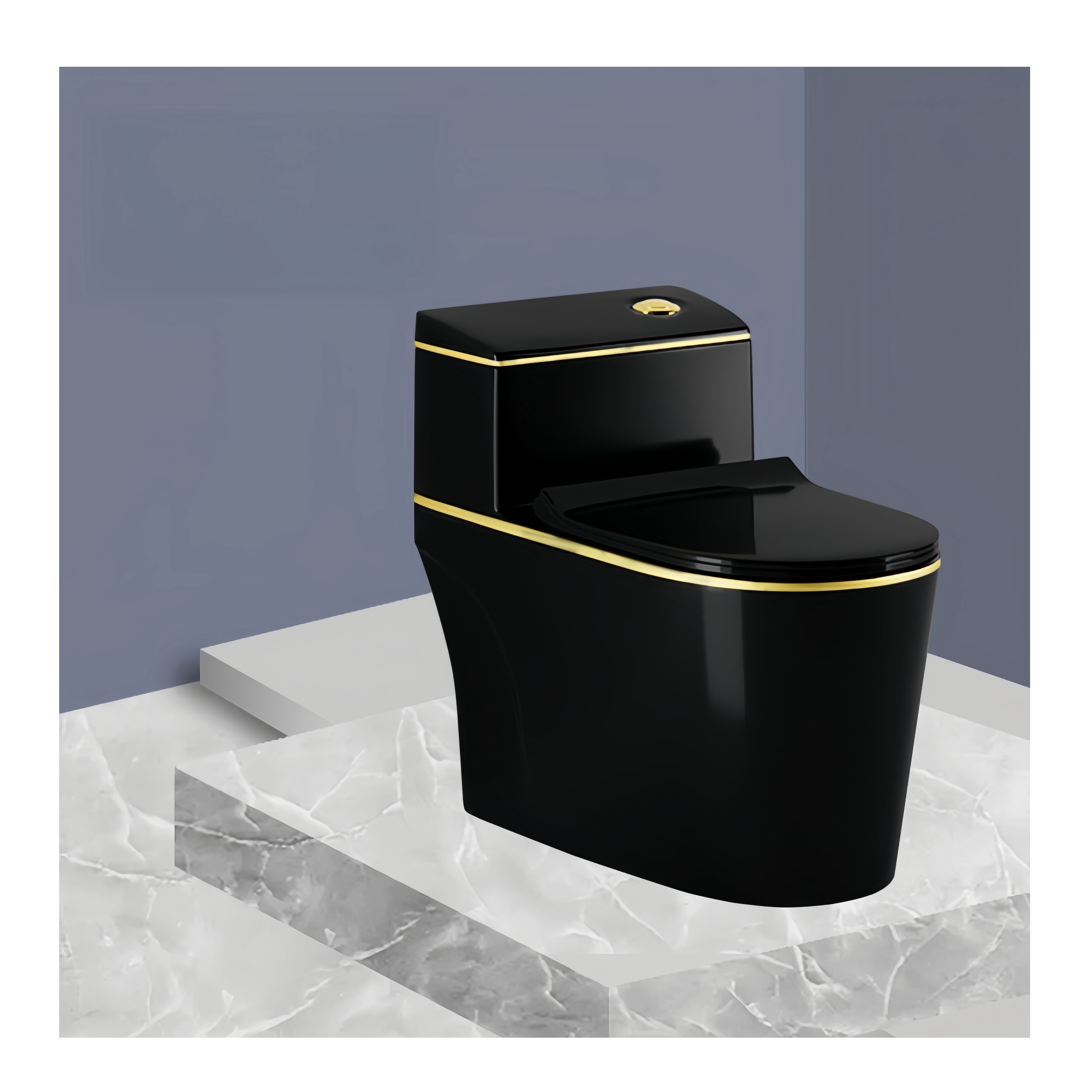 Installation Floor Mounted Dual Flushing Siphon Flush Black Ceramic One Piece Toilet