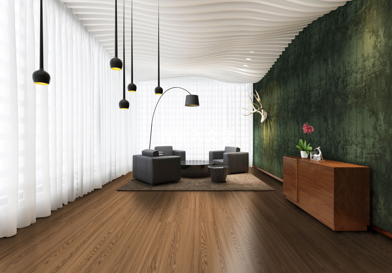 High Stability 5.5mm SPC Click Flooring 1220x183mm Fine Oak Burlywood Wood Grain GKBM JR-W17030