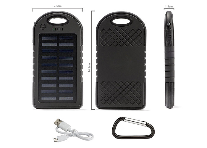 Blue Waterproof Solar Charger For Android Phone 4000mAh With 5pcs Led Light