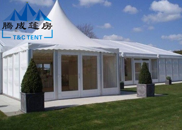 Advertising Pagoda Party Tent With White PVC Window / Sidewall Curtain