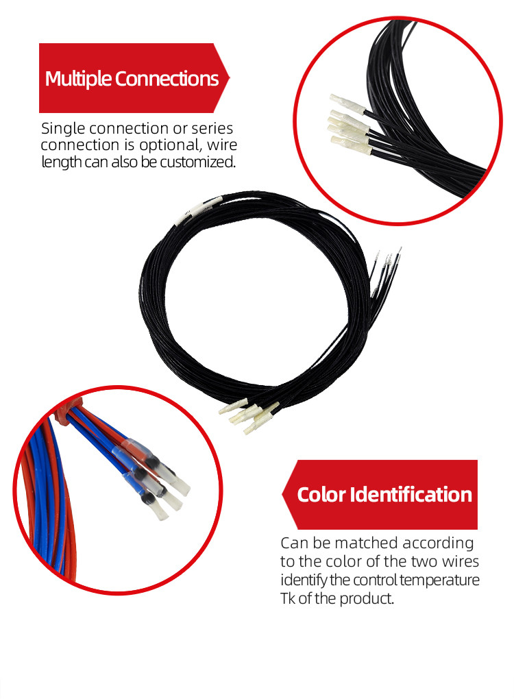 ODM PTC Thermistor Motor Protection Thermal Cutoff Switch PTFE Triple Wire Temperature Sensor