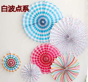 Festive festive supplies paper fan flower set home party wedding decoration decoration 6 sets of paper fan flowers.
