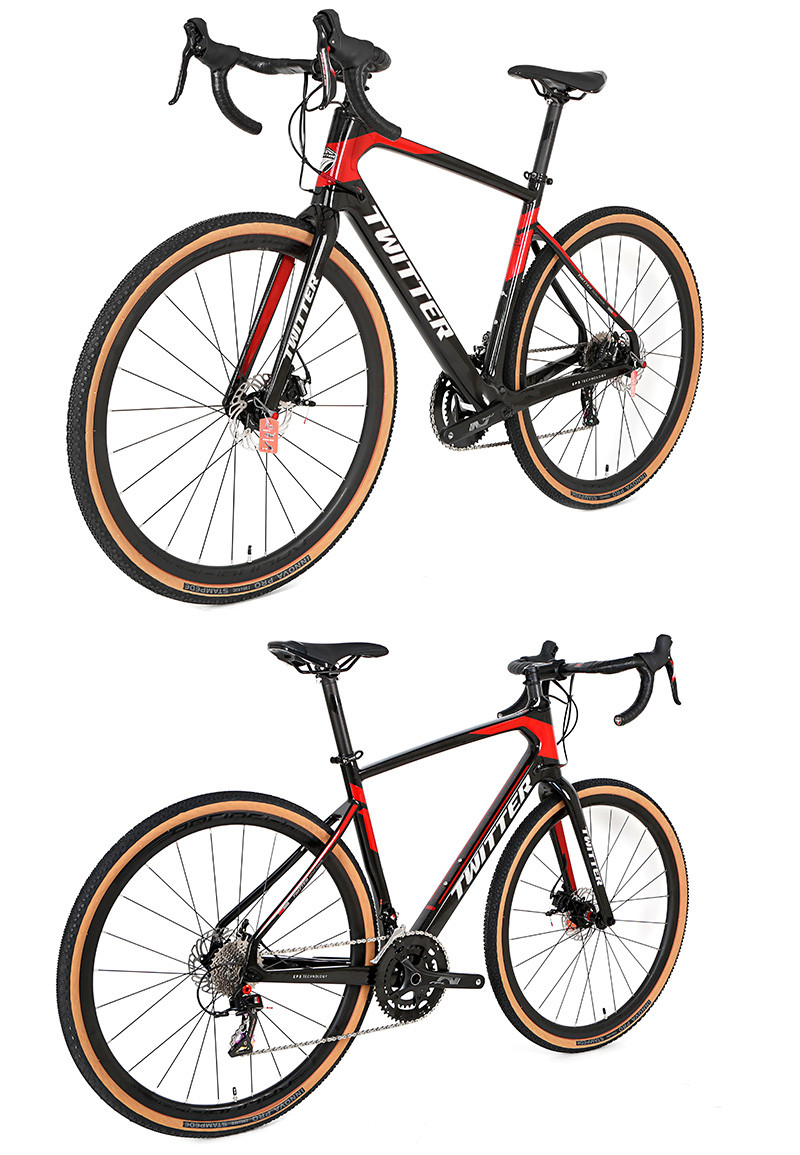R8.7KG ETROSPEC 22S Carbon Fibre Gravel Bike Red 700x40C Tire For Men