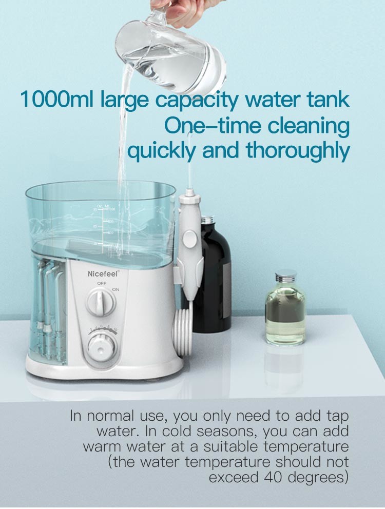 Cordless Dental Oral Irrigator Water Flosser 1000ml Water Tank Capacity