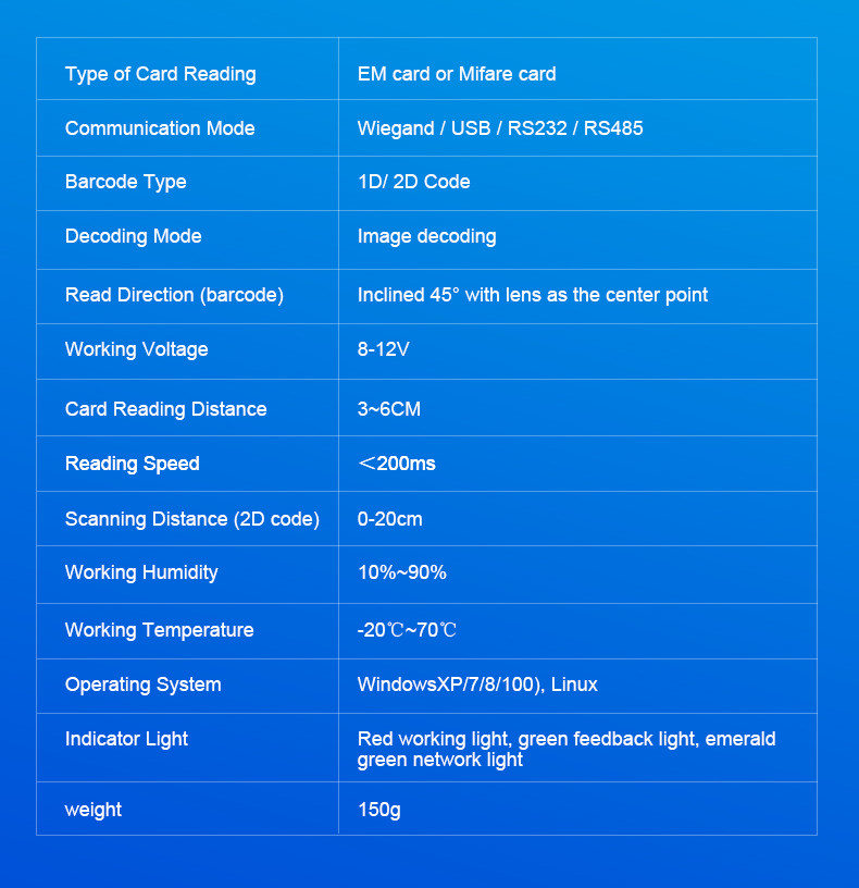 RD002 Elevator Office building Wiegand QR Scanner Smart IC Card RFID QR Access Control Card Reader