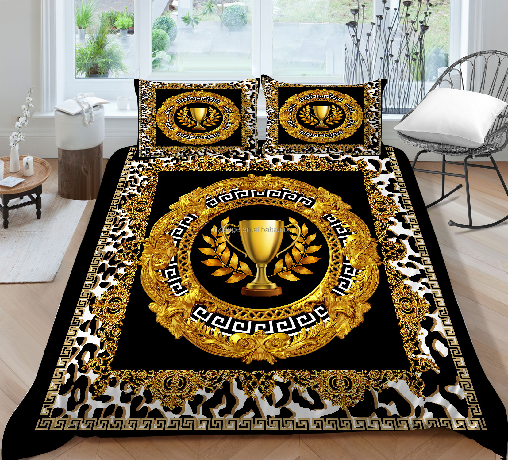 Luxury Fashion Design Nondisposable Microfiber Quilt Cover Set with Pillowcases