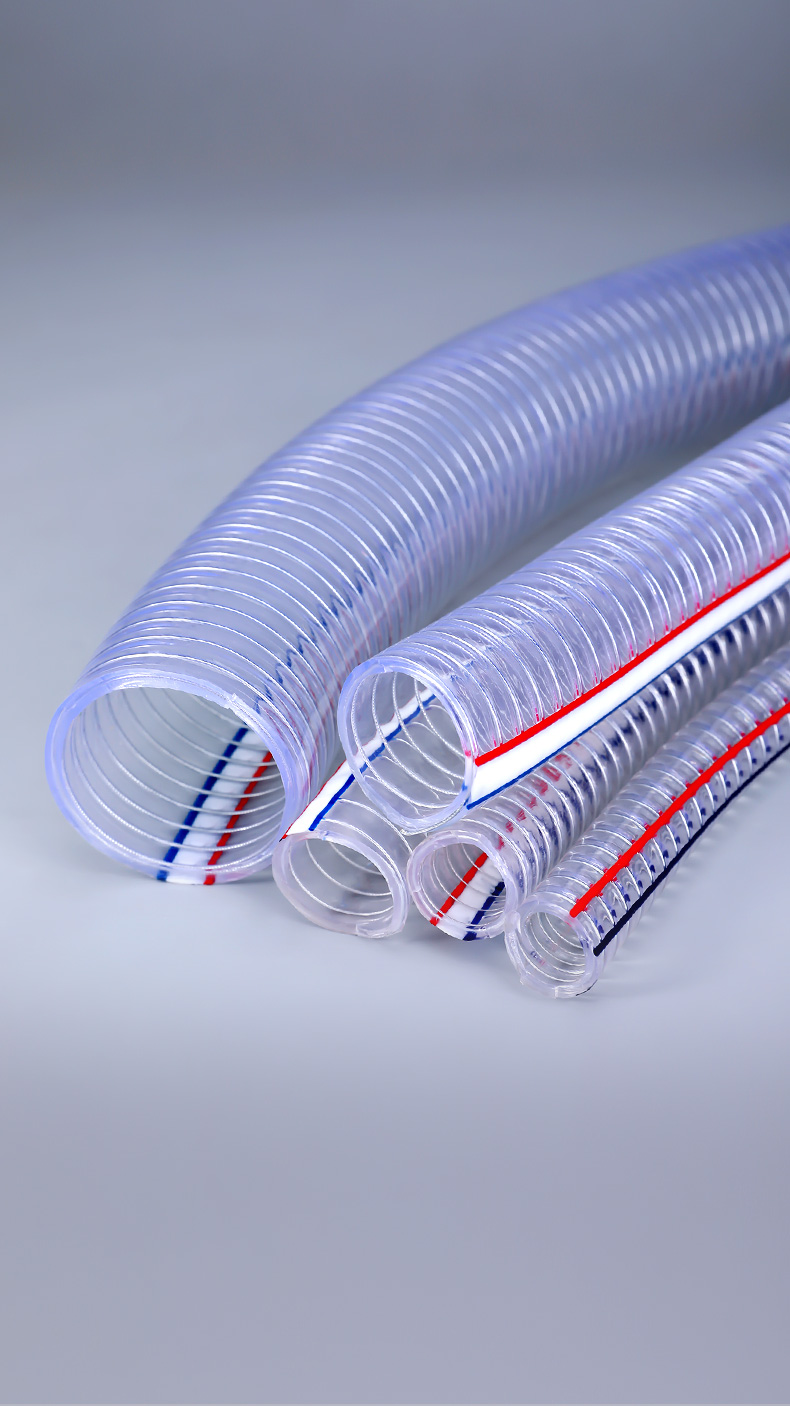 UMETASS 3/4" Transparent PVC Spiral Steel Wire Reinforced Hose with Flange Connection