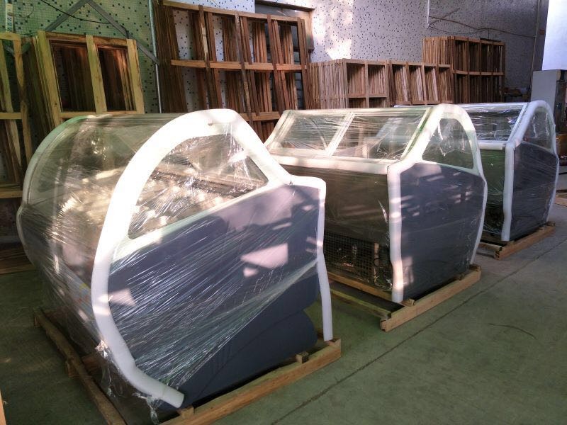 12 Pans Grey Color Italian Gelato Display Freezer For Ice Cream Shop
