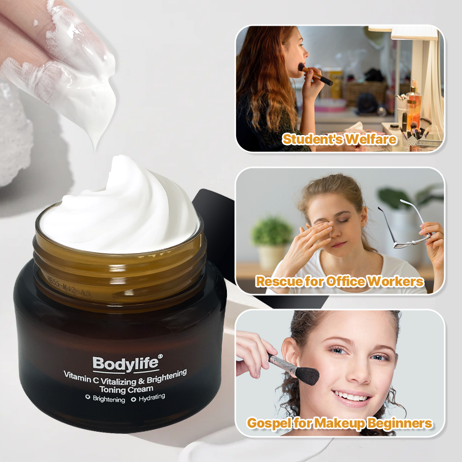 Vitamin C Vitalizing & Brightening Toning Cream with Collagen Vitamin E Pearl Vitamin B5 OEM/ODM Supply