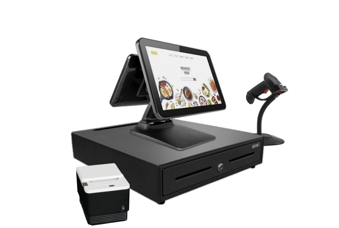 Self-standing 15.6 Inch POS System for Restaurant Shop Black Optional Thermal Printer