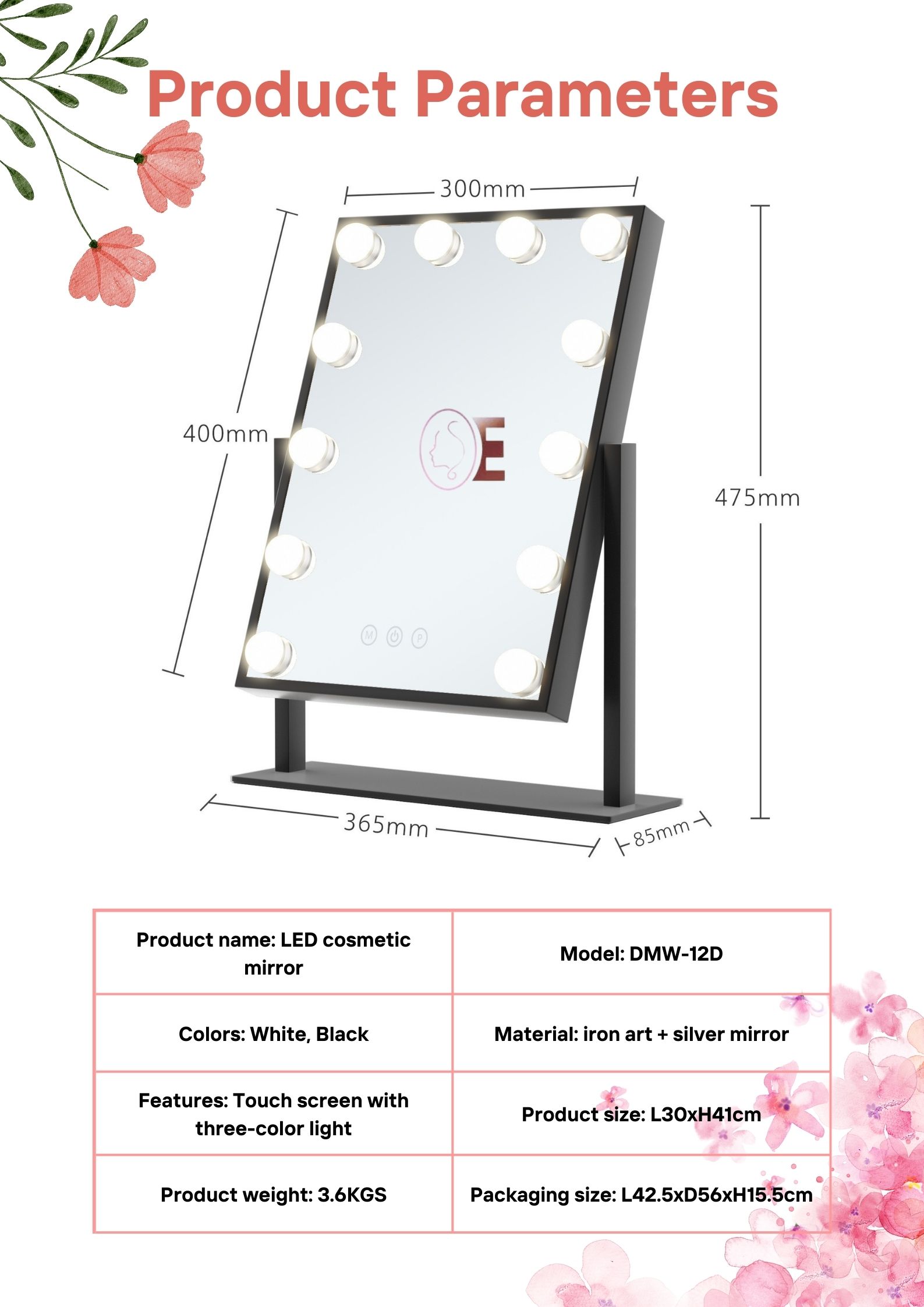 Desktop Illuminated Hollywood Mirrors Vanity Lights USB Dimmer Lamp