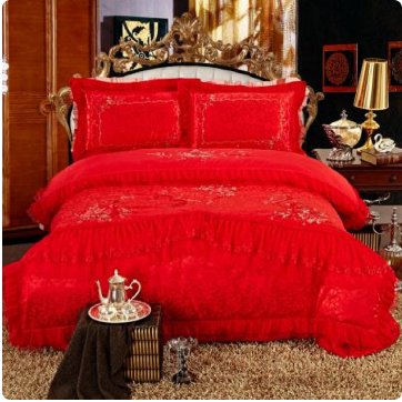 10-Piece Luxury Wedding Bedding Set with 200TC Woven Cotton Fabric Bed Sheet and Cover