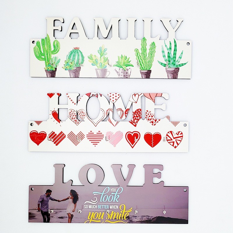 5mm Thickness Sublimation MDF Blanks LOVE HOME FAMILY Wooden Key Sign