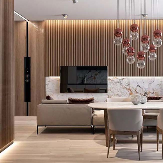 Interior Decorative Fluted WPC Wall Panel Wood Alternative Fluted WPC Panel
