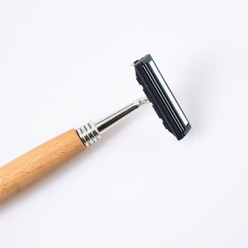 Double Edge Biodegradable Disposable Razors ECO Wood Handle Waterproof