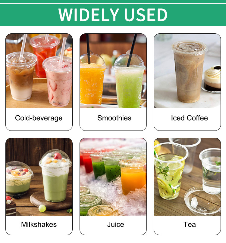 Food Grade PLA Plastic Arched Dome Lid Disposable Clear Ice Cream Slushy Lids