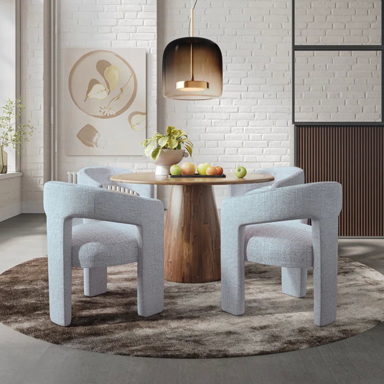 Eco friendly Wooden White Sherpa Accent Chair For Dining Room
