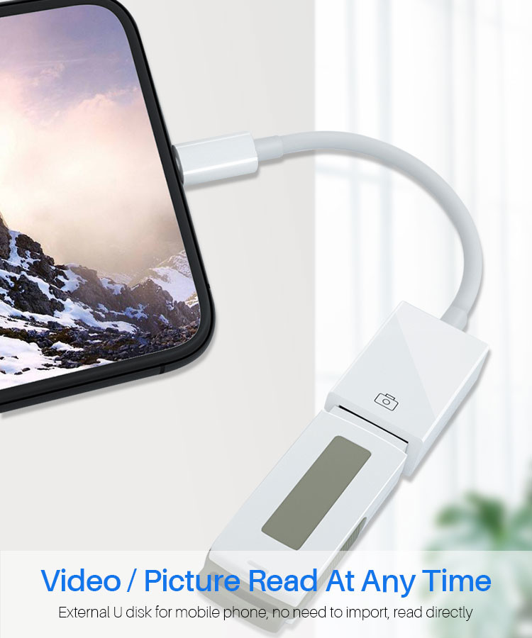 White OEM USB OTG Cable Adapter ROHS USB To Lightning OTG Cable