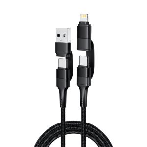 1m 4 In 1 High Speed Multi Function Braided Cable USB Type C To Type C to