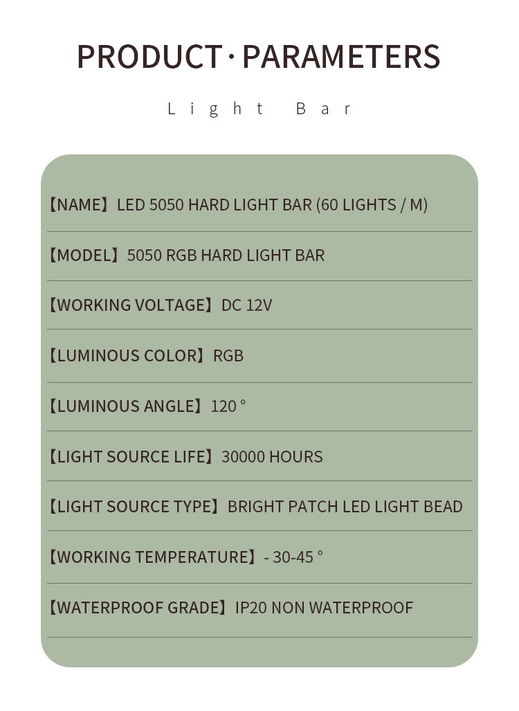 Bright Patch 5050RGB LED Hard Strip DC 12V 60 Colorful Lights
