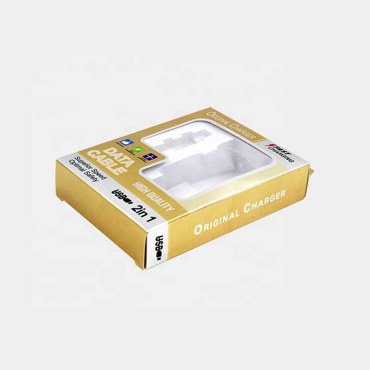 Custom Printed Usb Data Cable Packing Box Cardboard Paper Box Charger Packaging with Window