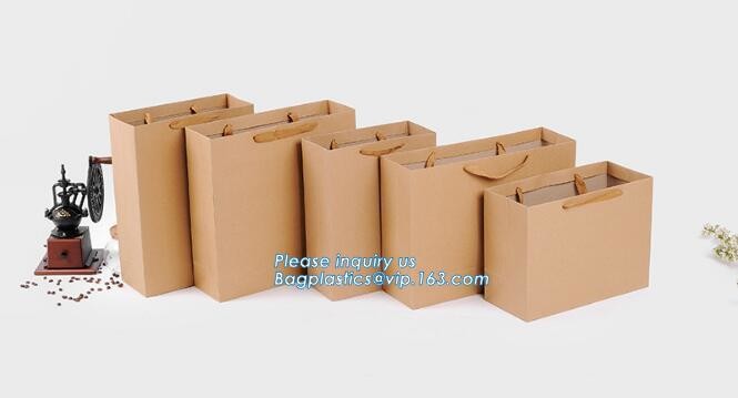 Customized Red Printed Kraft Paper Shopping Bag with Ribbon Handles and Bowknot,Kraft Paper Shopping Bag with Kinds off