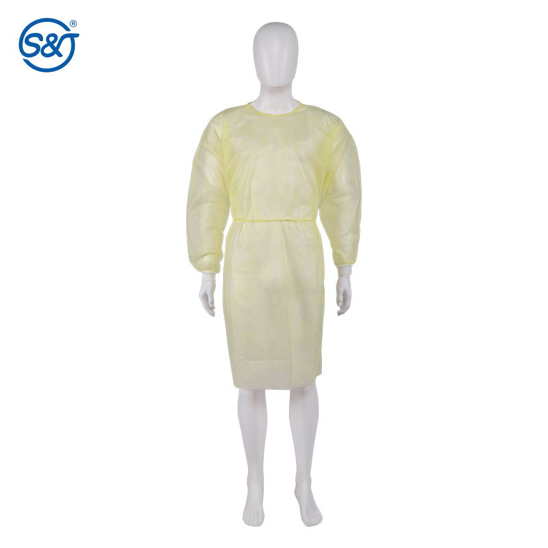 Disposable Isolation Gown 100% PP Non woven disposable isolation gown medical isolation Gown/surgical gown/PP+PE