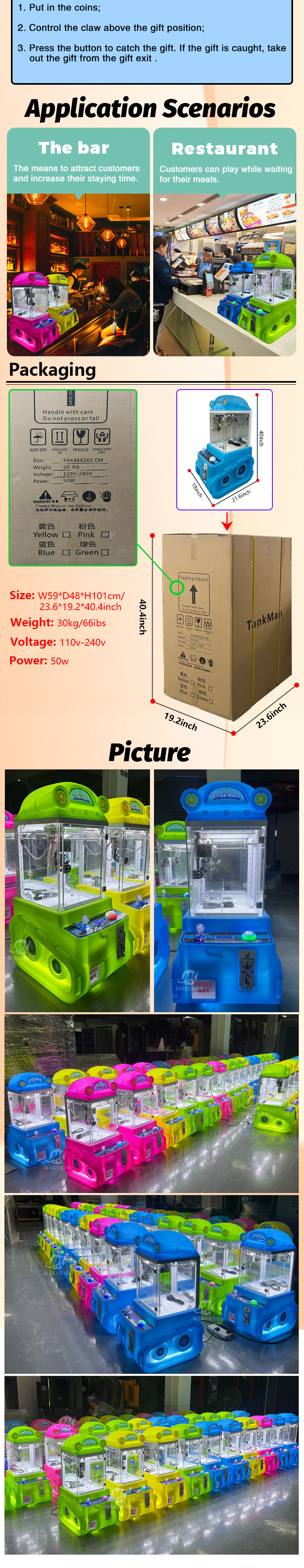 New Designed Mini Claw Machine Coin Operated Amusement Gift Game Machine Small Toy Claw Crane Doll Machine