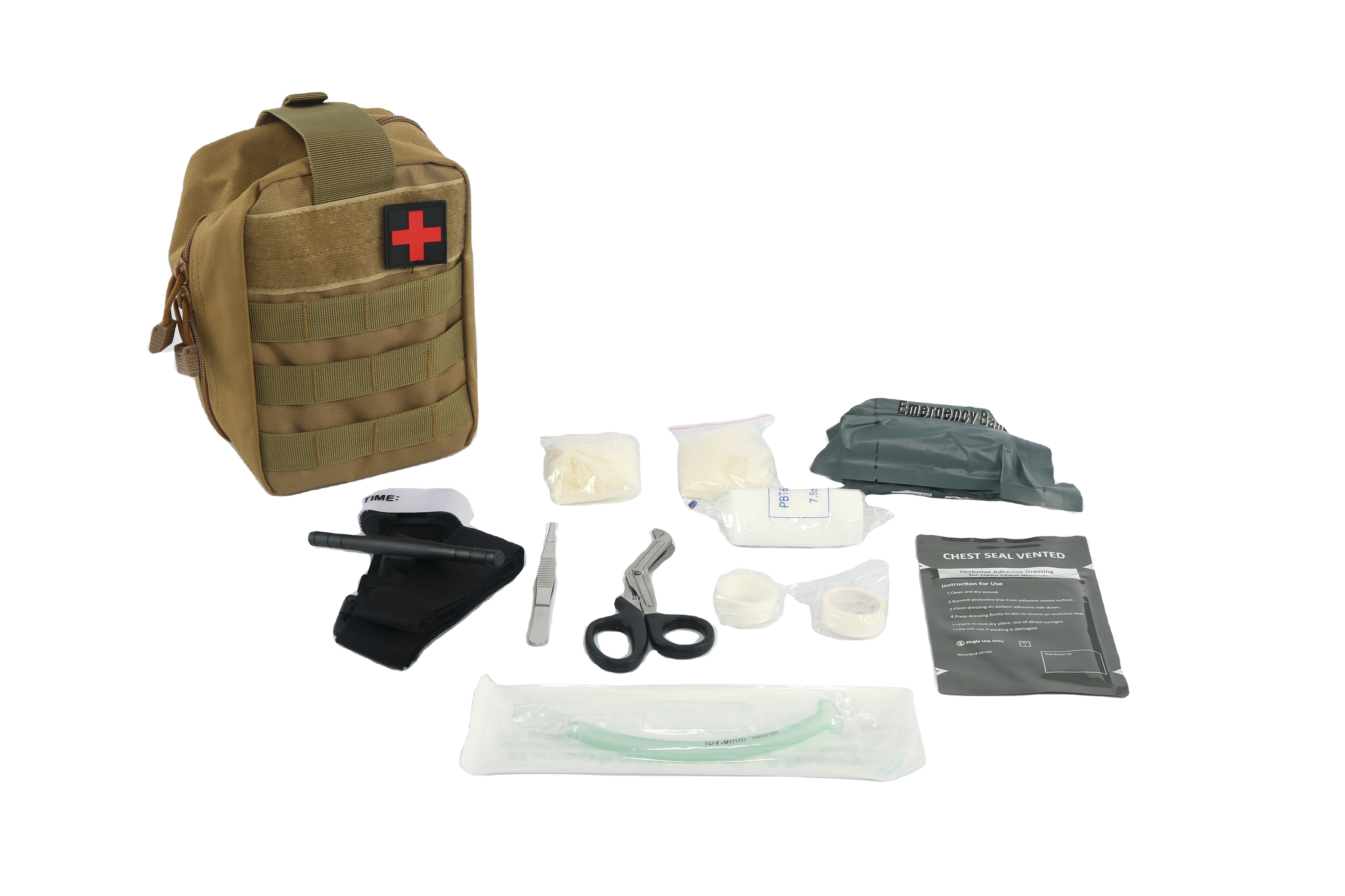 Small Travel First Aid Kit Tourniquet Israeli Bandage Chest Seal Airway Blanket Trauma Pouch