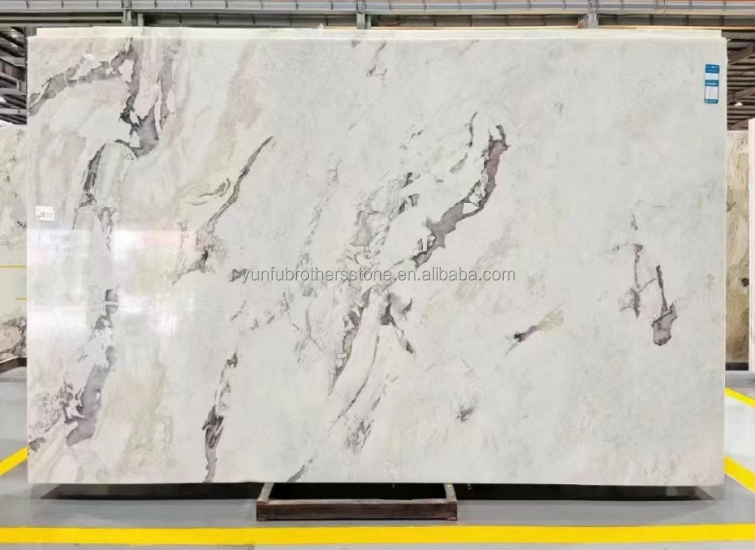 Polished Milk White Alabaster Marble Big Slab for Living Room and Dining Table Flooring