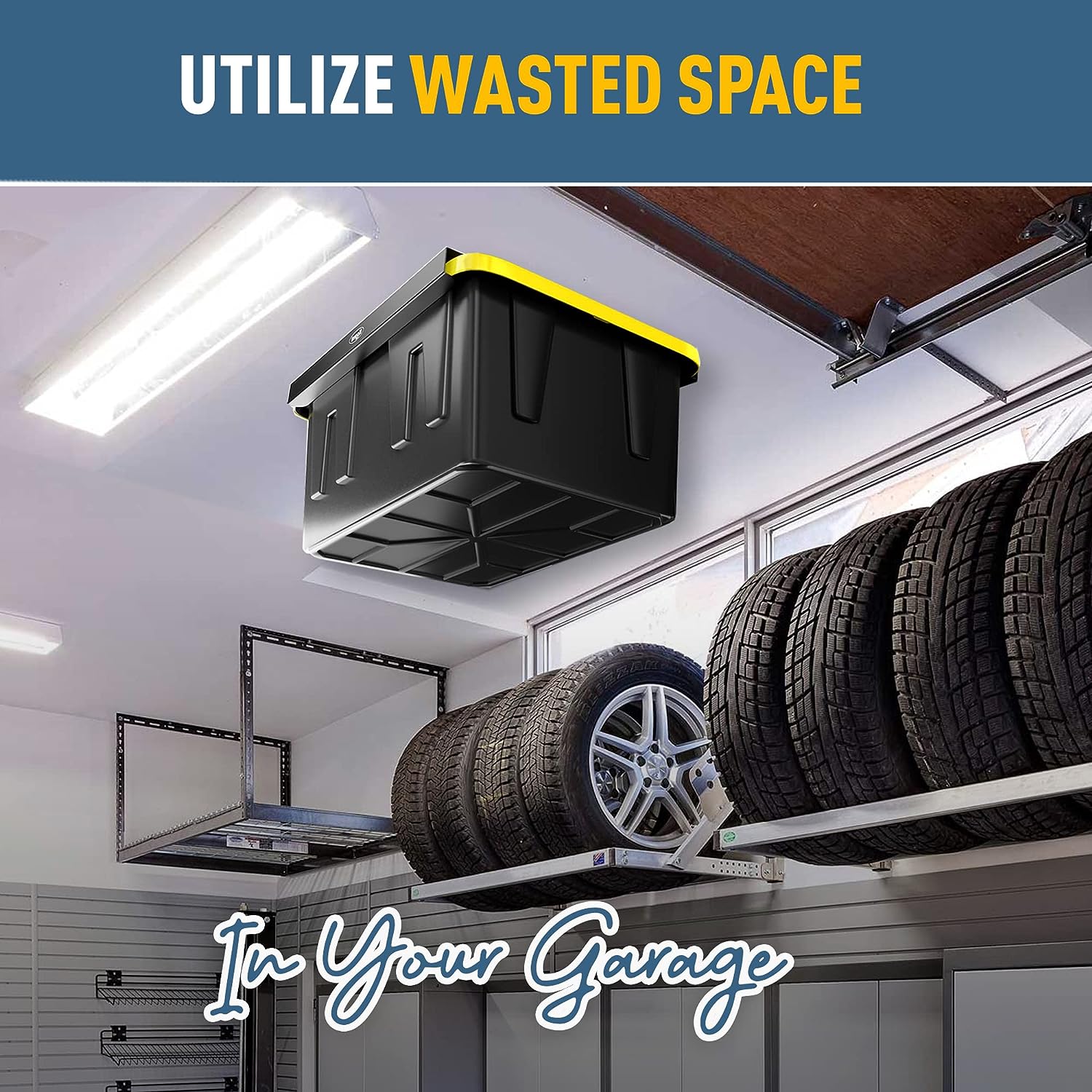 Efficiently Organize Your Garage with Garage Storage Alloy Steel Overhead Tote Slide