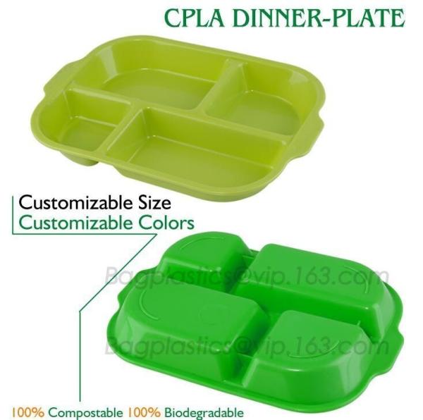 biodegradable plastic melamine fast food 5 compartment divided lunch, hospital