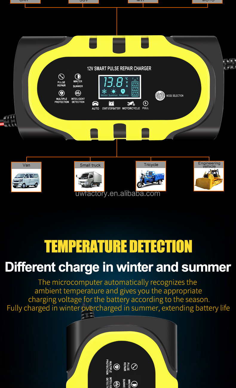 Automatic Maintainer 12V10a 12v20a 12v 30a Smart Charging Pulse to Repair Battery Charger with Overcurrent Protection