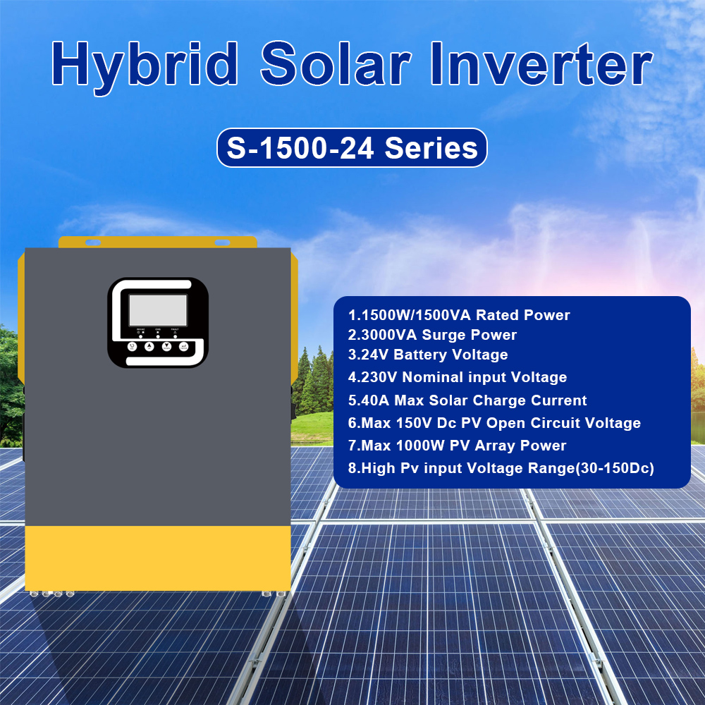24VDC 220/230VAC Pure Sine Wave Solar Inverter 1.5kw Double MPPT Solar Inverter 1.5kva