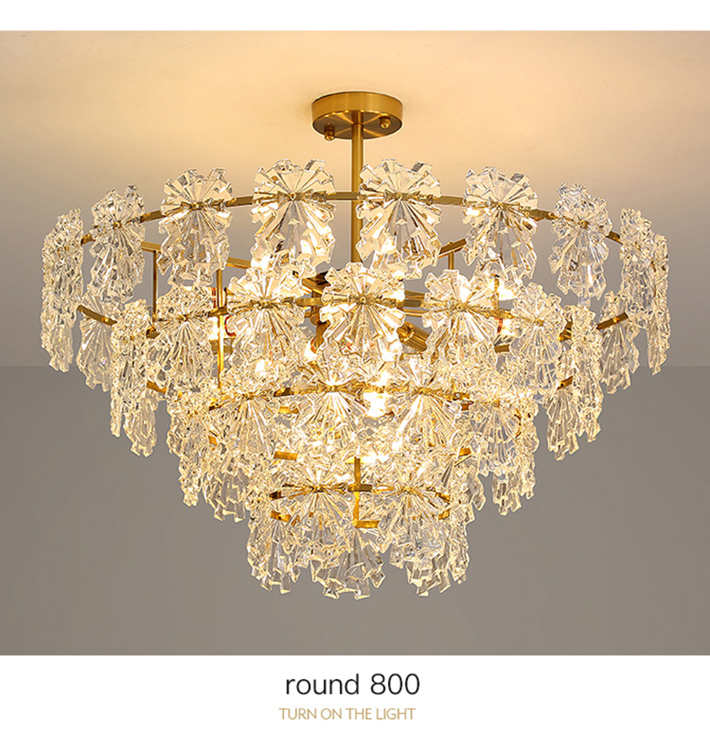 Transparent Glass Led Chandelier For Living Room Foyer Hall Luxury Ceiling Lamp Decor Kitchen leaf chandelier(WH-CY-250)