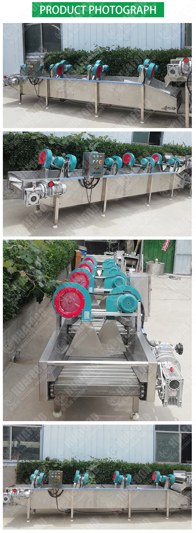 Continuous Food Drying Machine Fruit Bubble Washing Processing Line