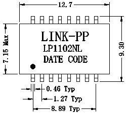 LP1102NL Ethernet Isolation Transformer Cross 10/100Base-T SMT Magnetic H1102NLT